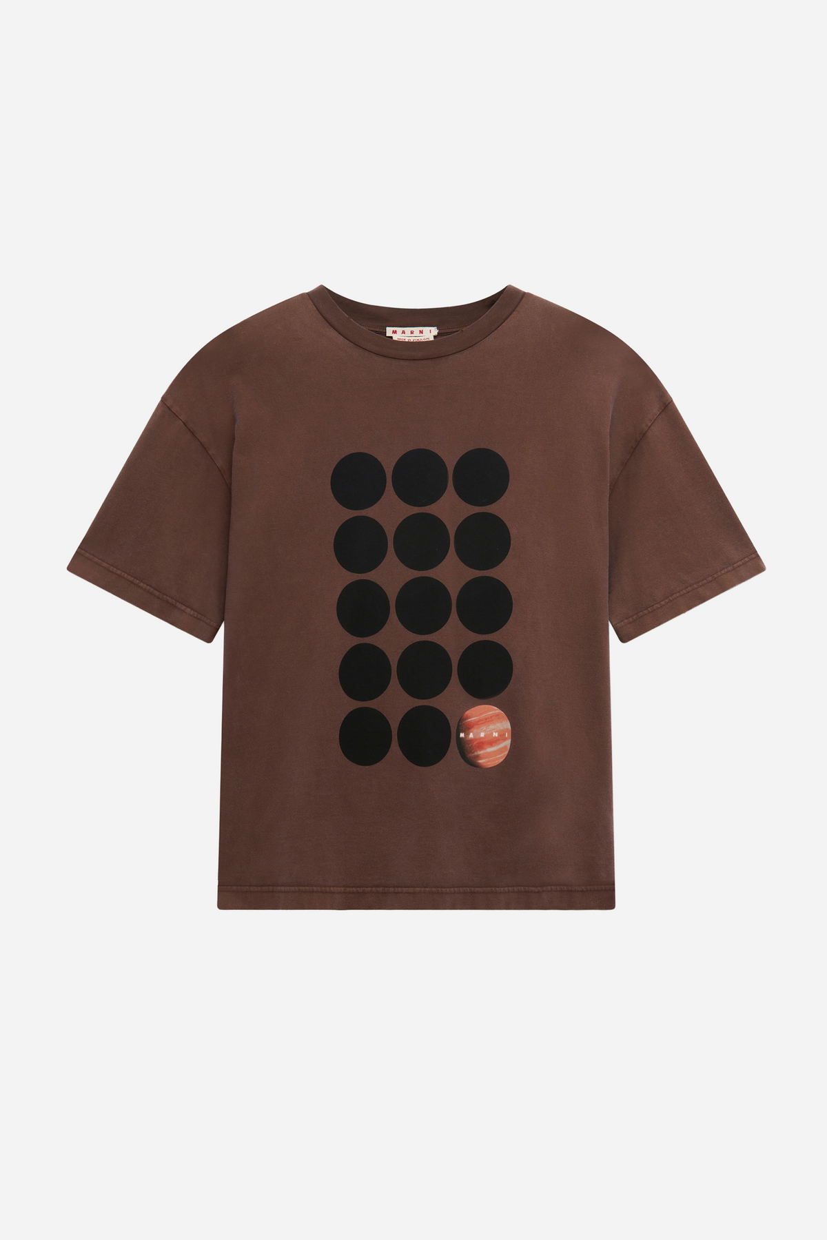 Cotton T-shirt Planet Print Brown