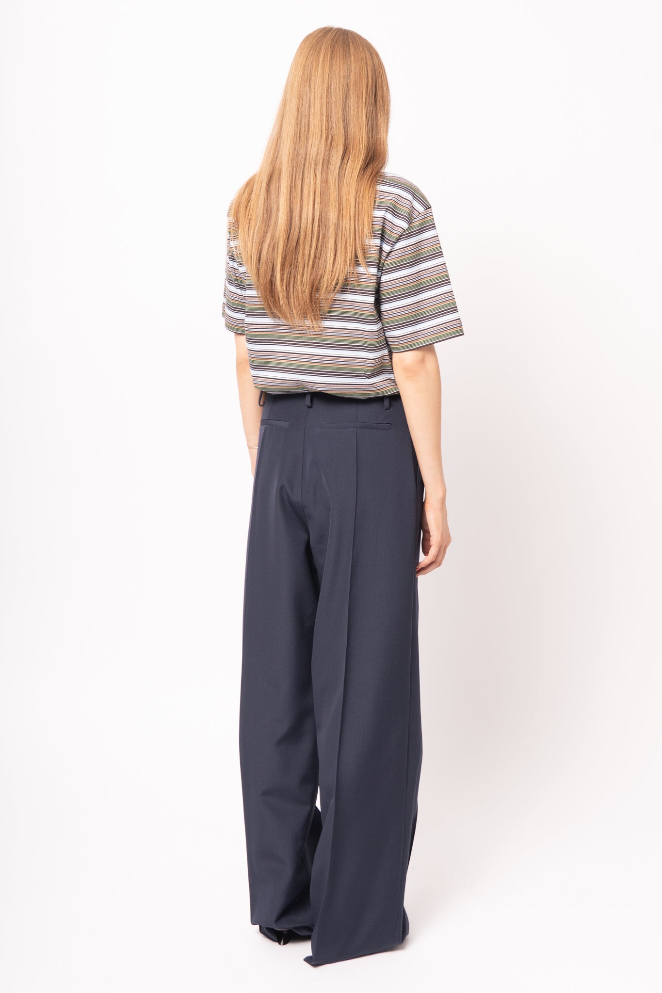 Wool Wide-Leg Trousers Blueblack