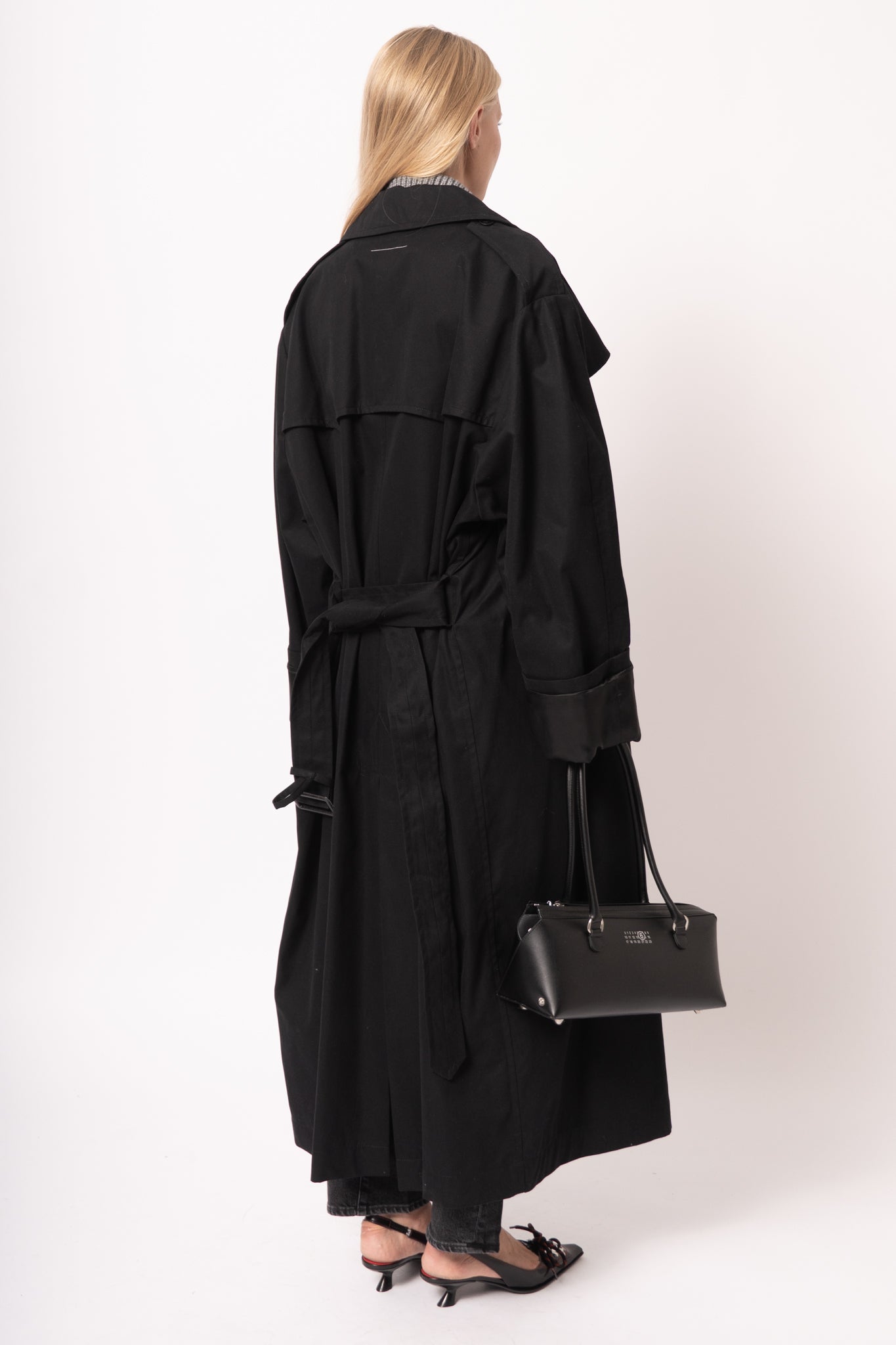 Cotton Twill Trench Coat Black