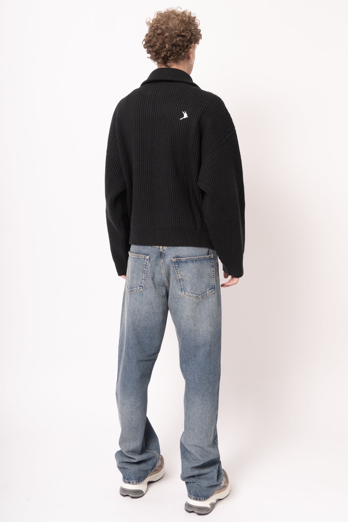 Vonarstræti Zipped Wool Sweater Black