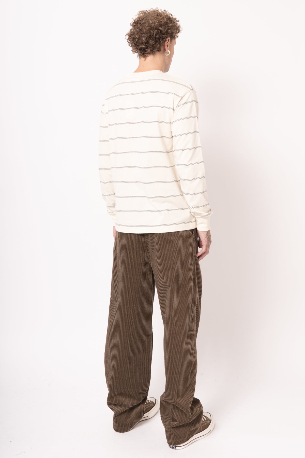 Hugo Stripe Long Sleeve T-Shirt Ecru
