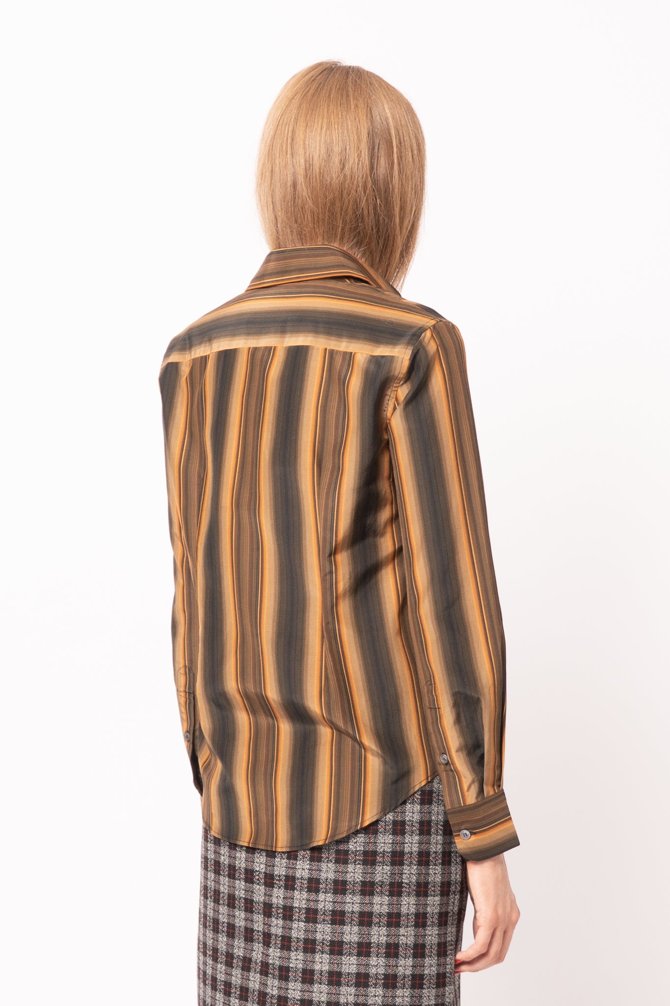 Striped Silk Shirt Black/Orange