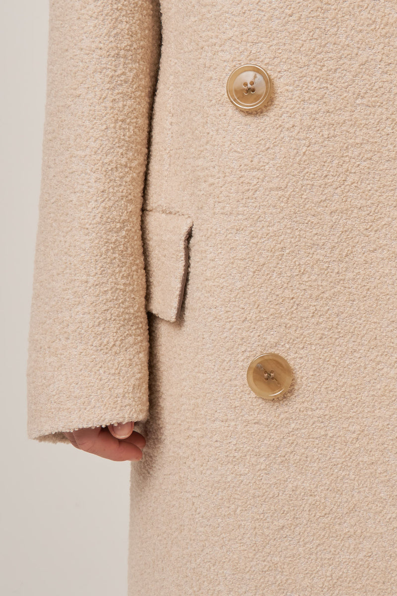 Double-Breasted Wool Coat Warm White