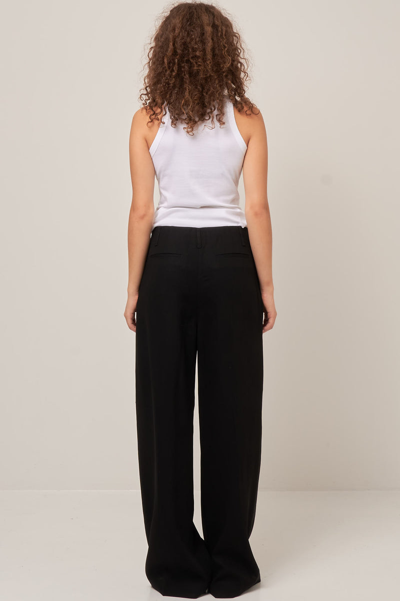 Tailored Wool Blend Trousers Black
