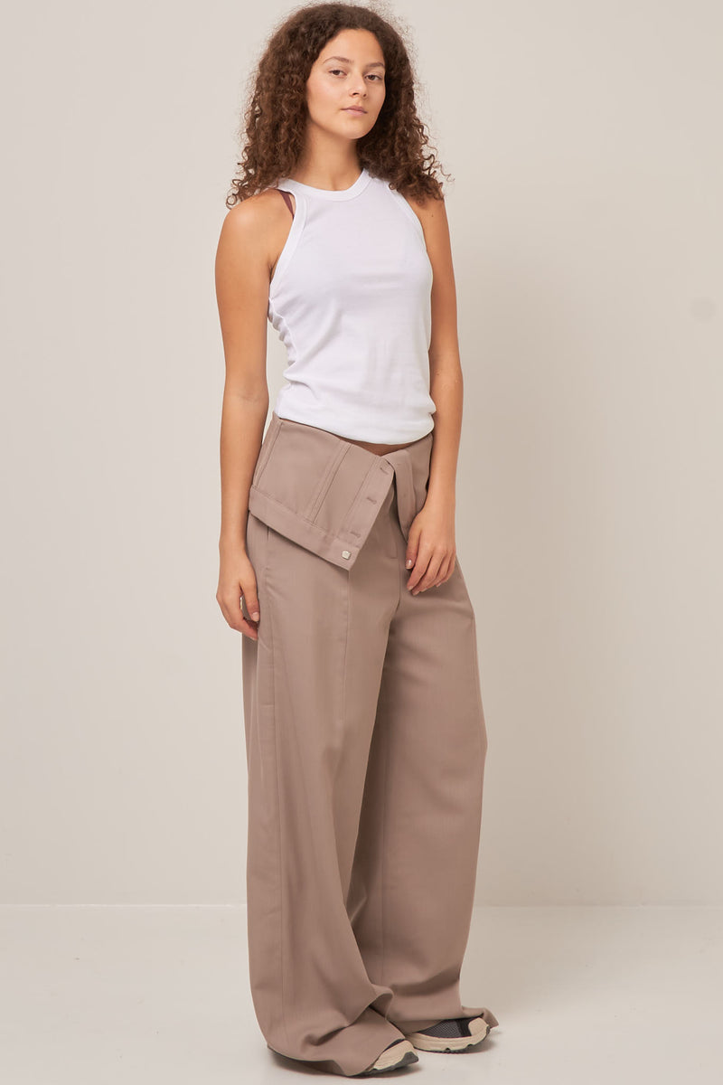 Tailored Wool Blend Trousers Cold Beige