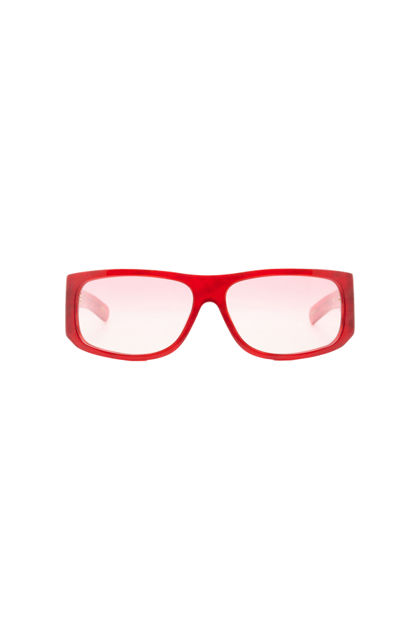 April Shimmery Red Horn/Pink Gradient Lens
