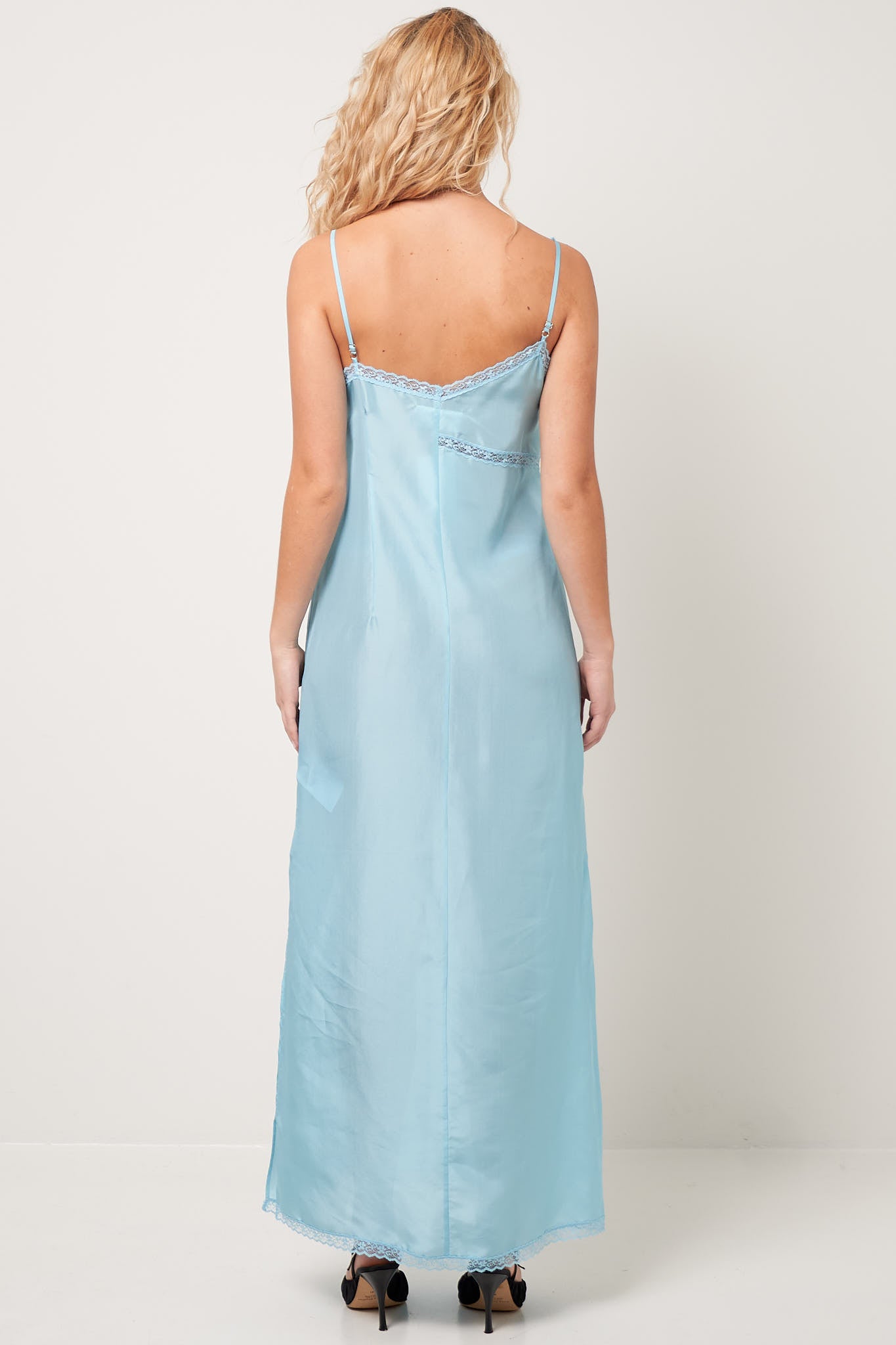 Asymmetrical Lace Dress Sky Blue