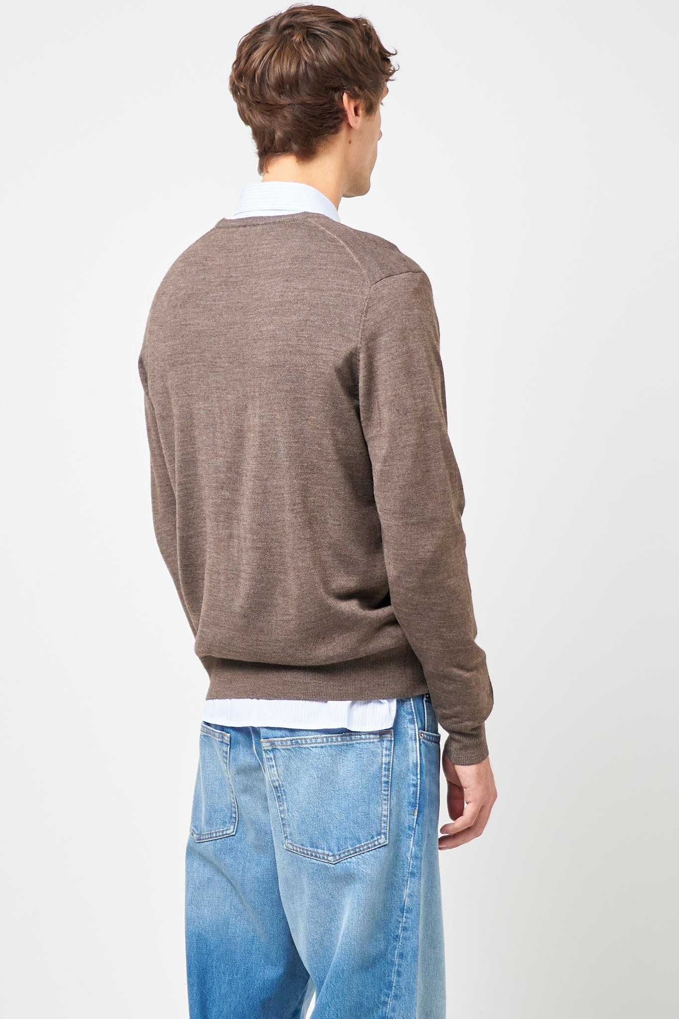 Carlo Merino V-Neck Knit Brown Melange