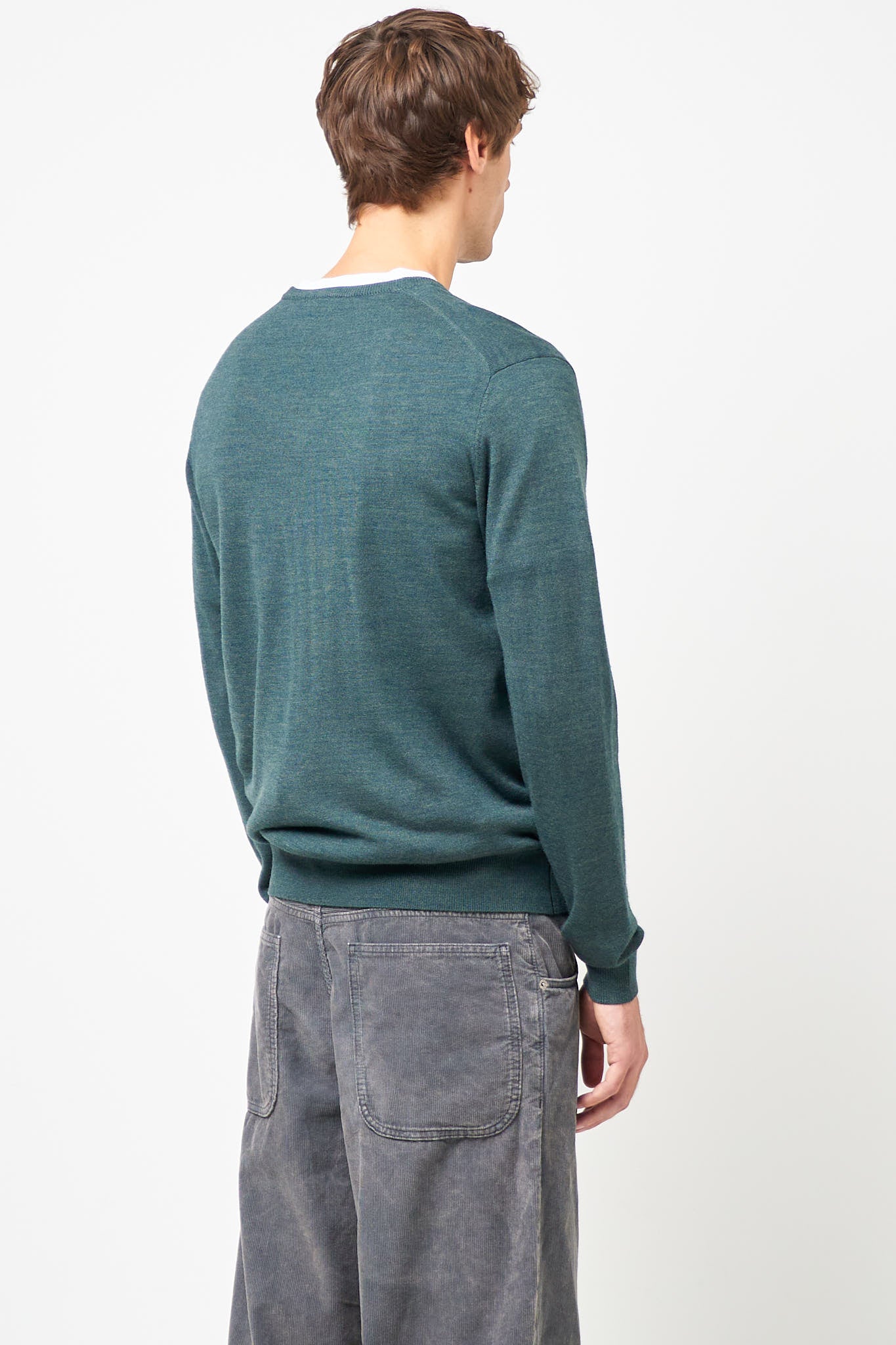 Carlo Merino V-Neck Knit Green Melange