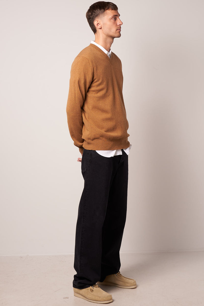 Lambswool V Neck Sweater Camel