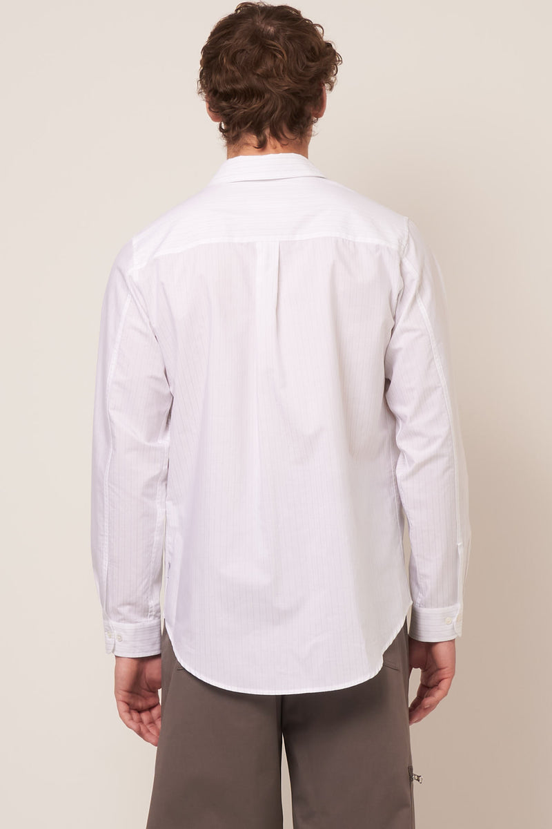 Long Sleeve Shirt White/Grey Stripe