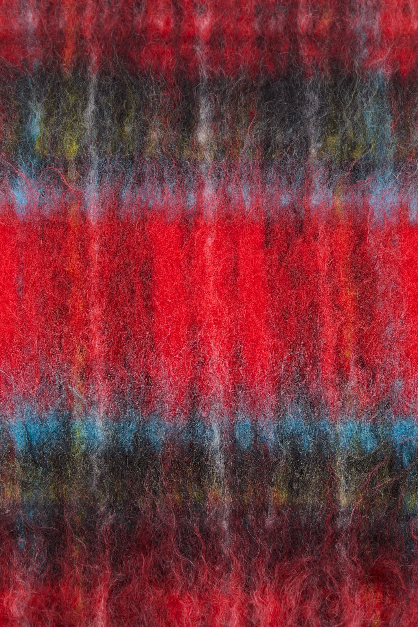 Mohair Check Scarf Red/Blue
