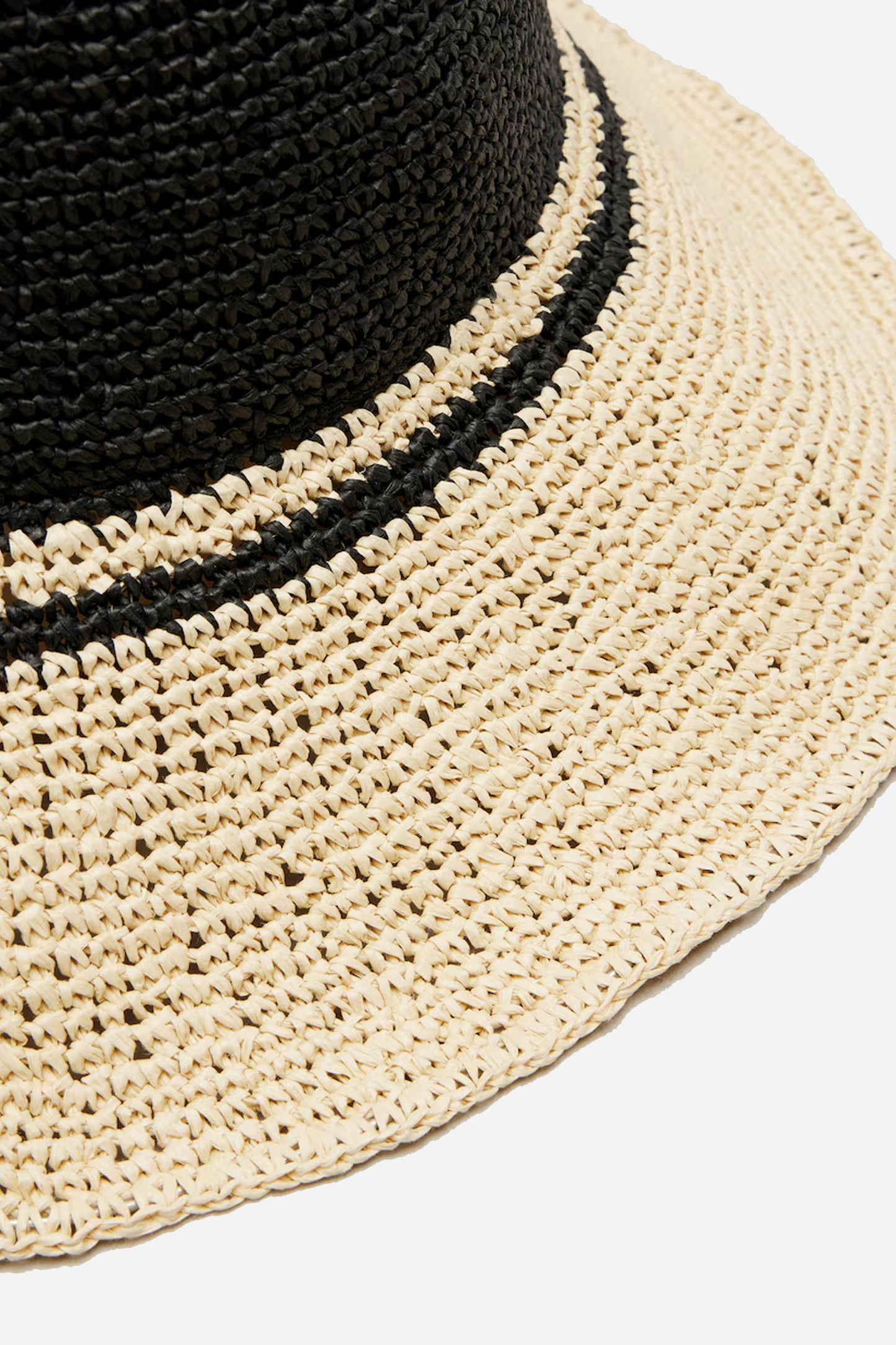 Paper Straw Hat Black/Ecru