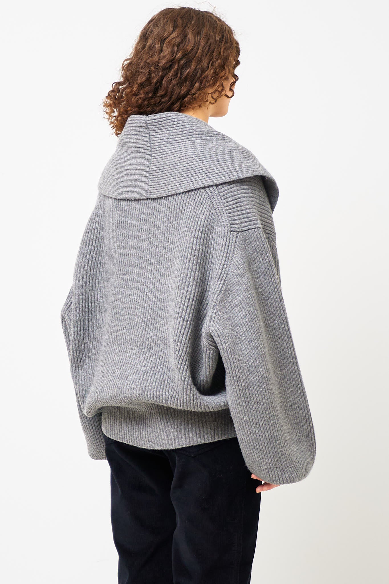 Shawl-Lapel Cardigan Mid Grey Melange