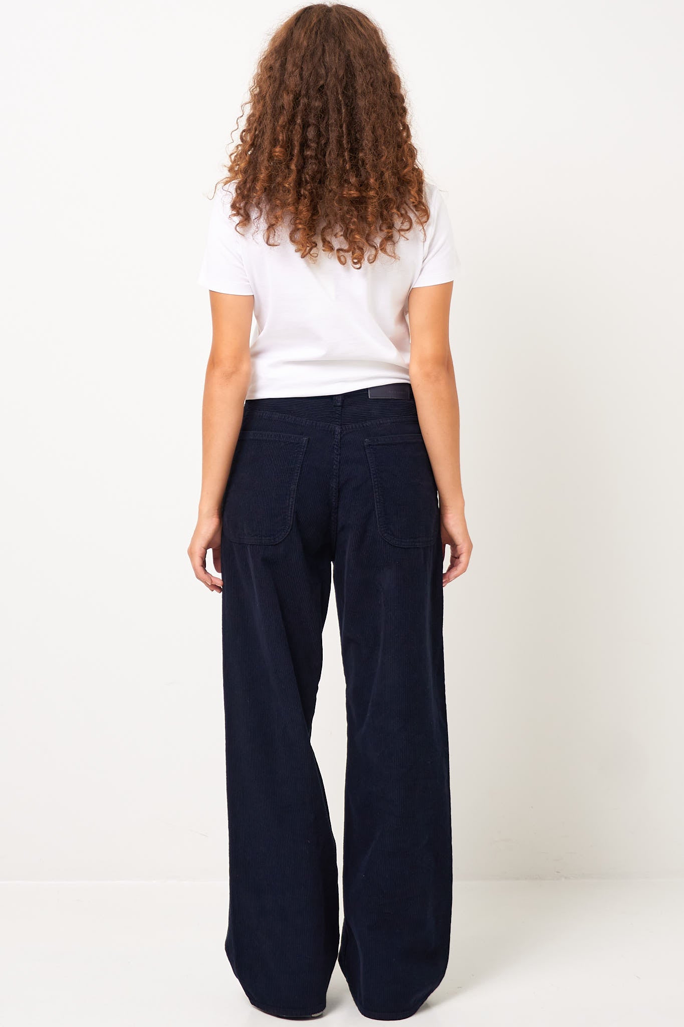 Super Wide Cord Trousers Navy