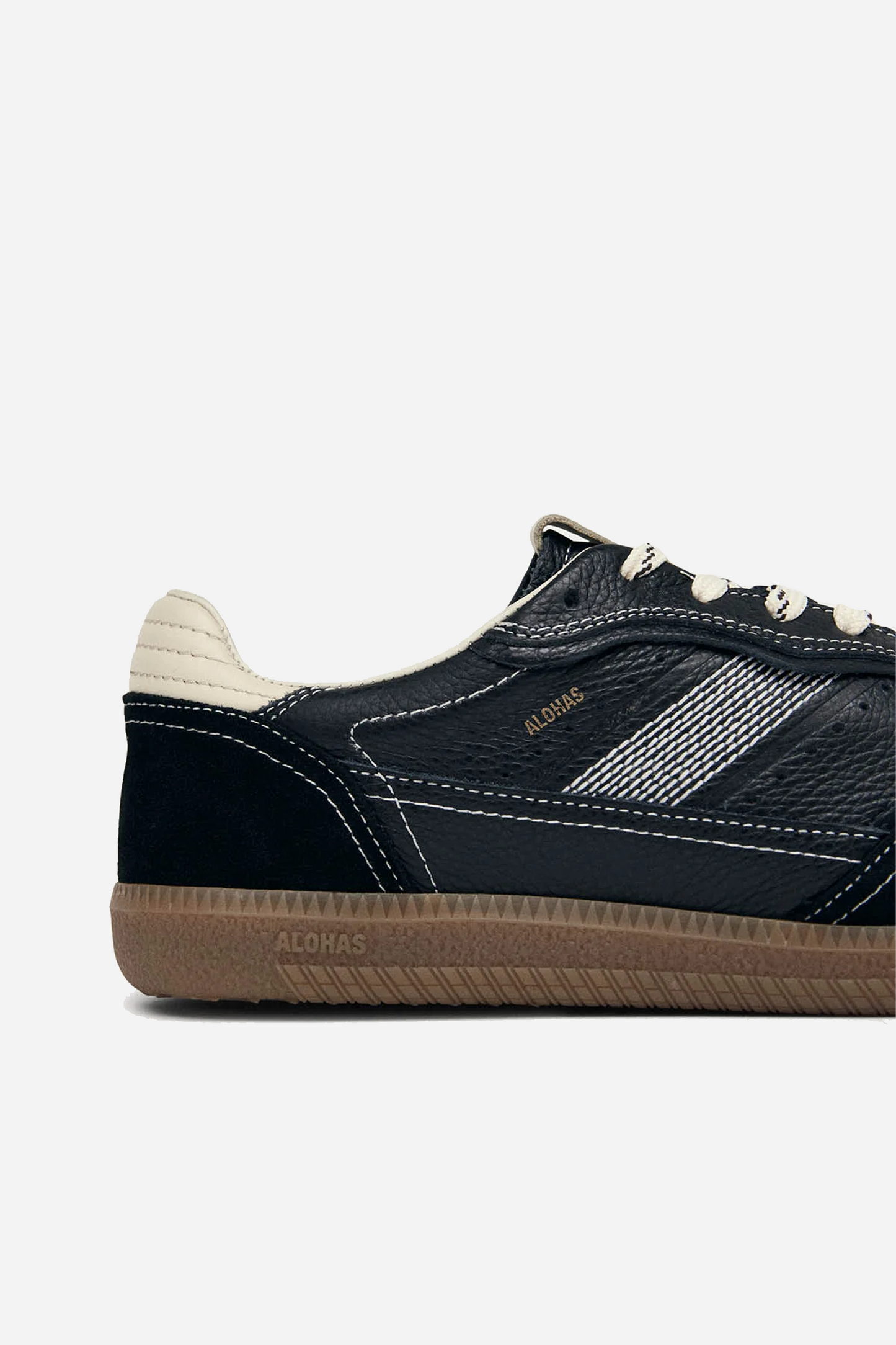 Tb.490 Rife Grain Black & Cream Leather Sneakers