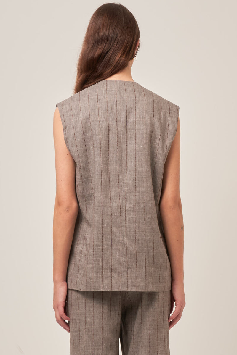Wednesday Vest Grey/Rusty Stripe
