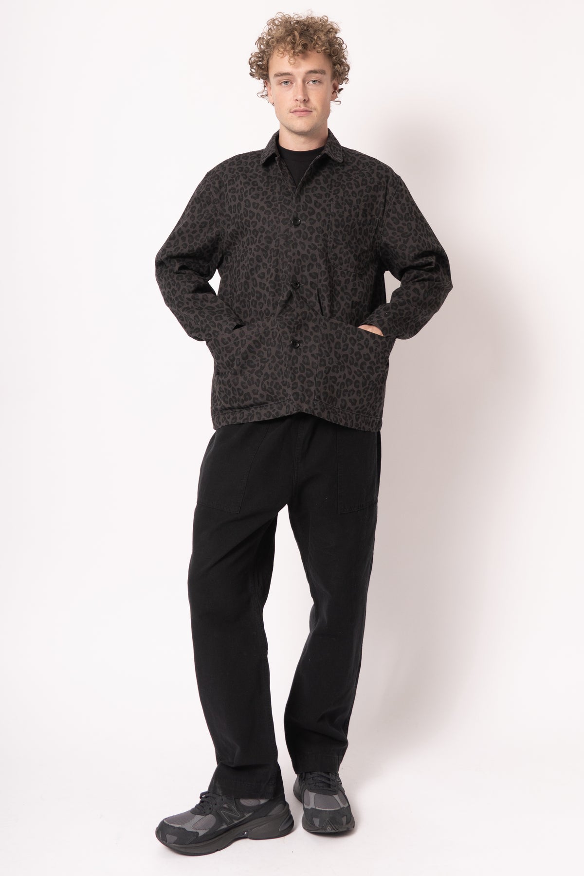 Patterned Easy Chef Shirt Black Leopard