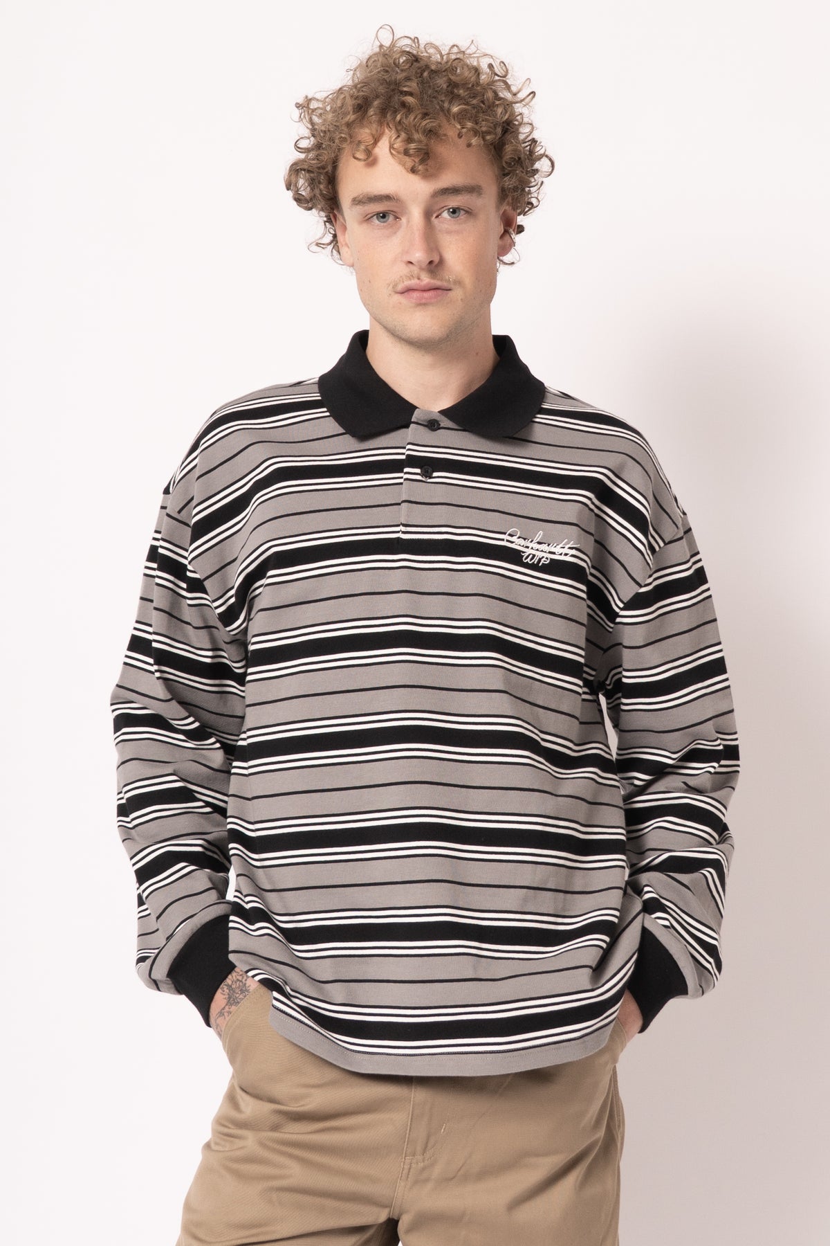 L/S Devitt Rugby Shirt Stripe/Shady Grey