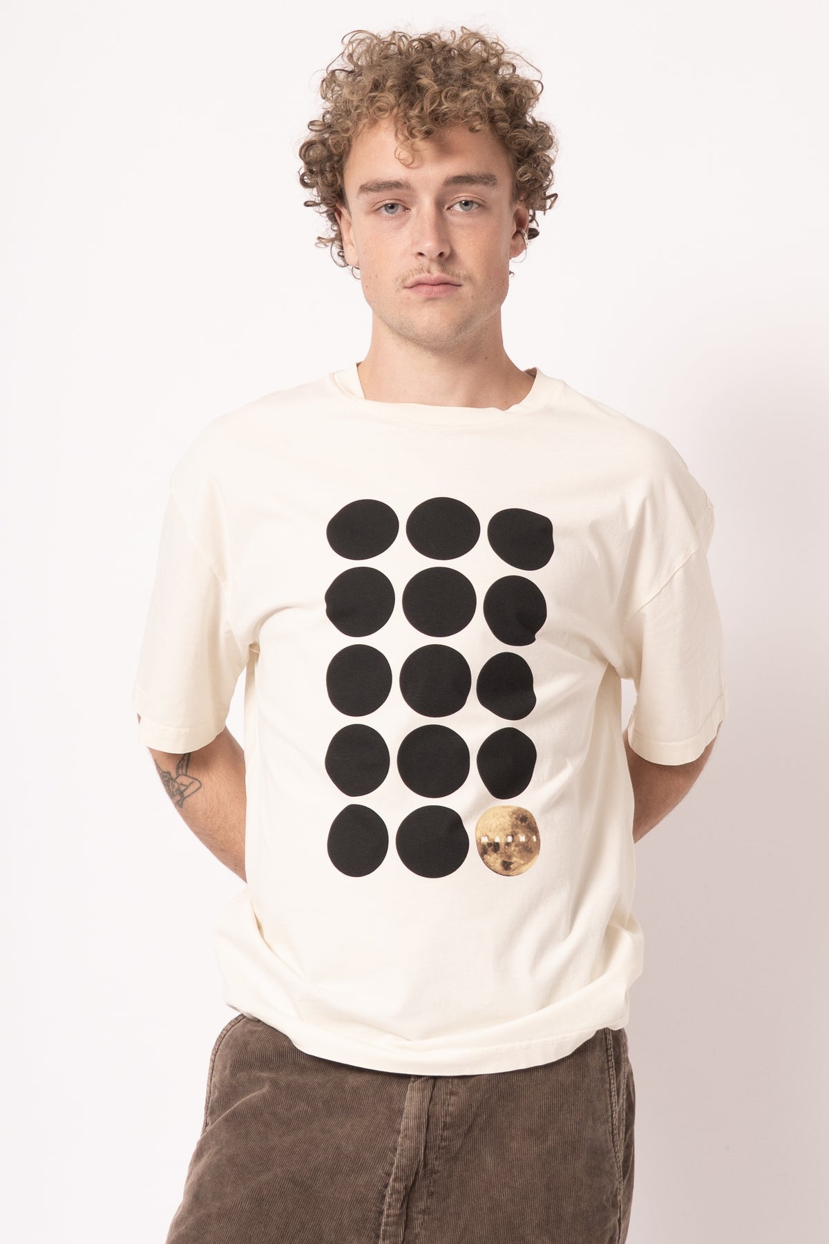 Cotton T-shirt Planet Print White