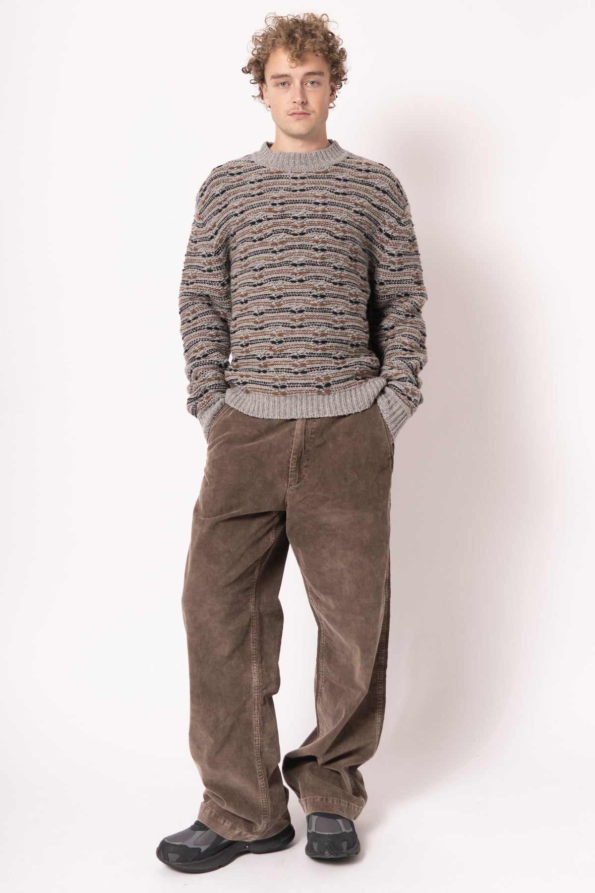 Fisherman Wool Knit Grey/Brown