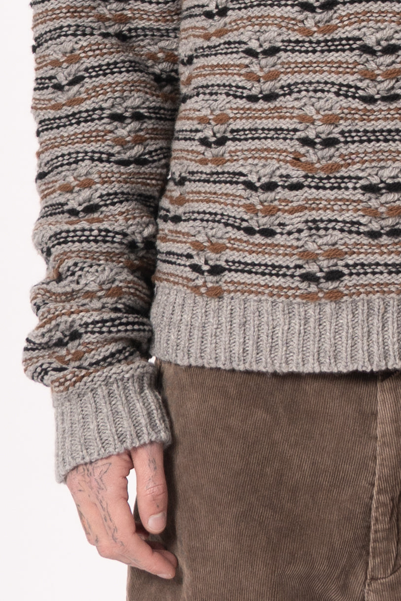 Fisherman Wool Knit Grey/Brown