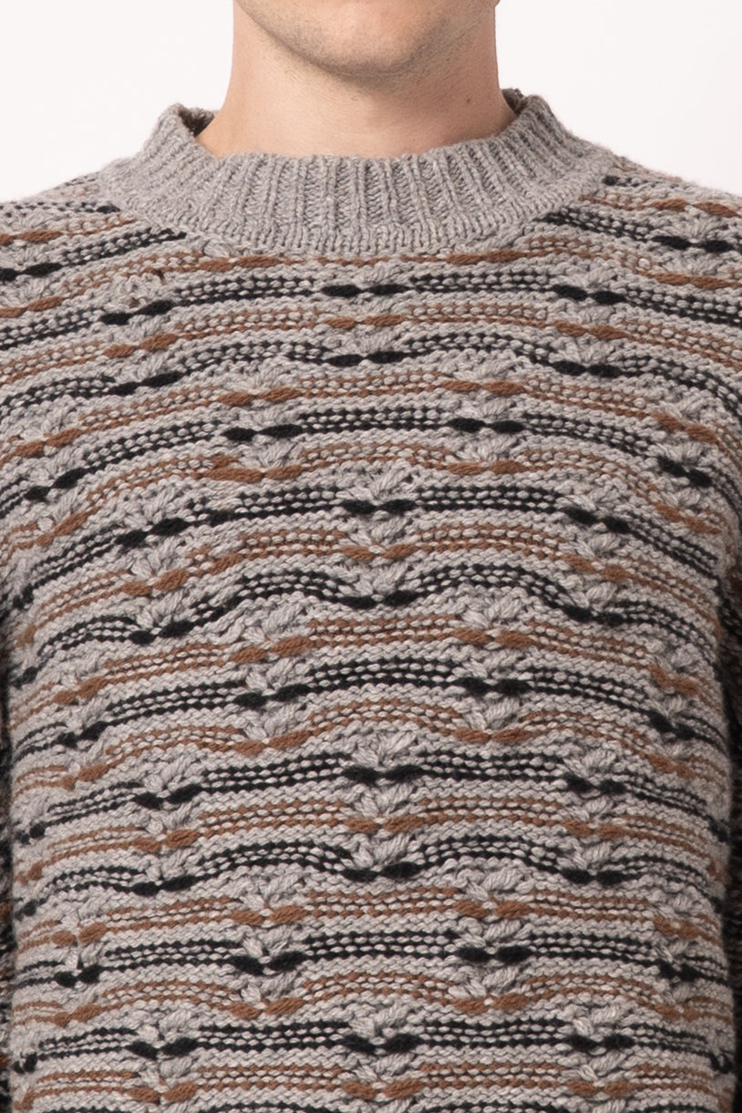 Fisherman Wool Knit Grey/Brown
