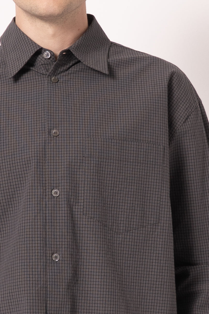 Checked Poplin Shirt Deep Grey