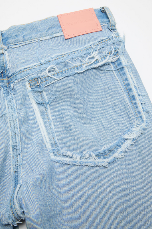 Frayed Denim Jeans Light Blue