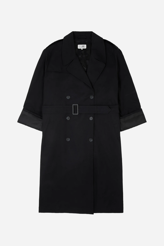 Cotton Twill Trench Coat Black