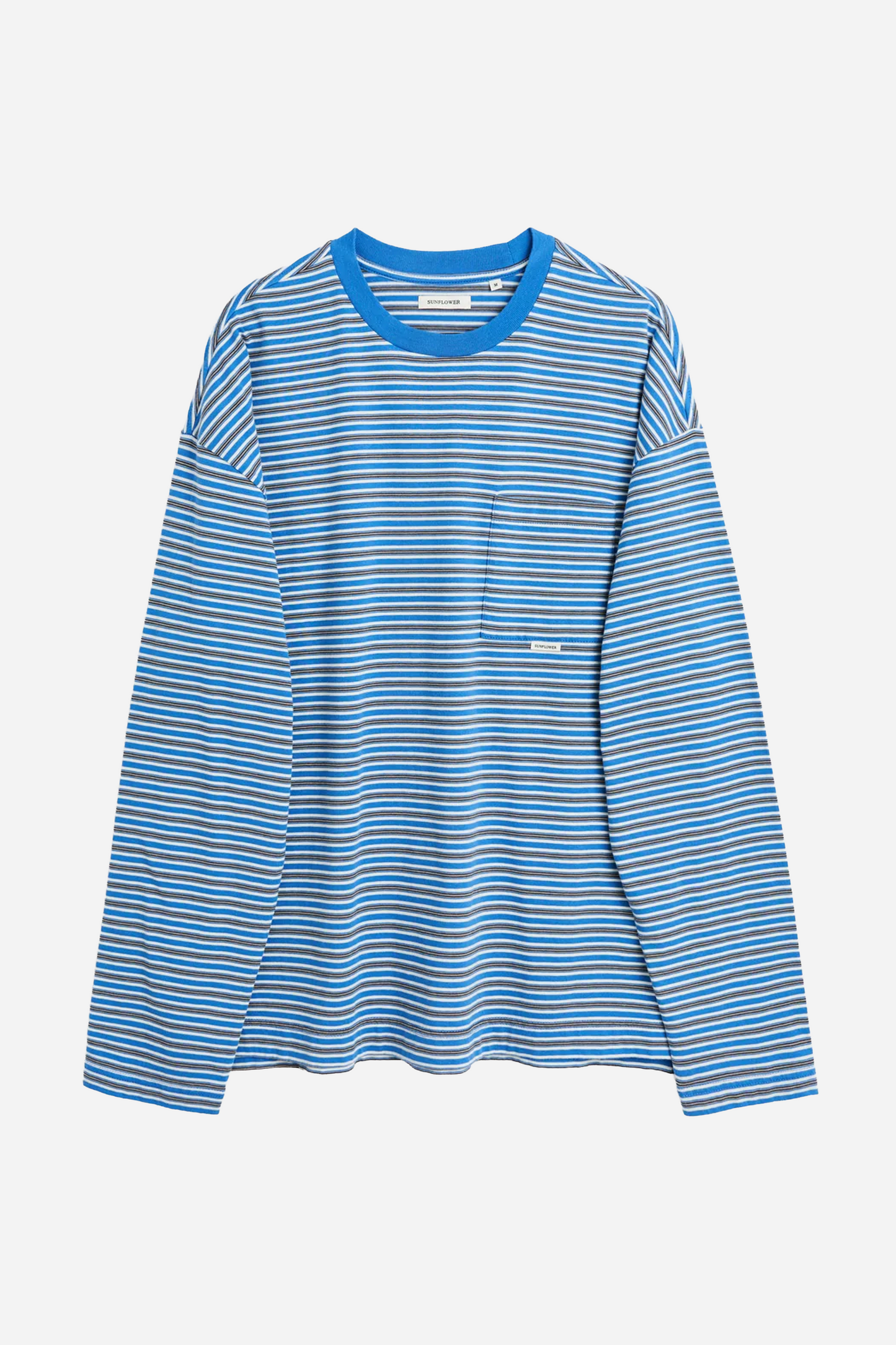 Stripe LS Pocket Tee Blue