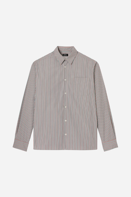 Loose Fit Almond Green Striped Shirt