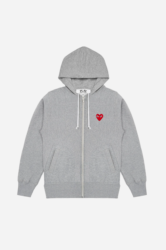 Red Heart Zip Hoodie Grey