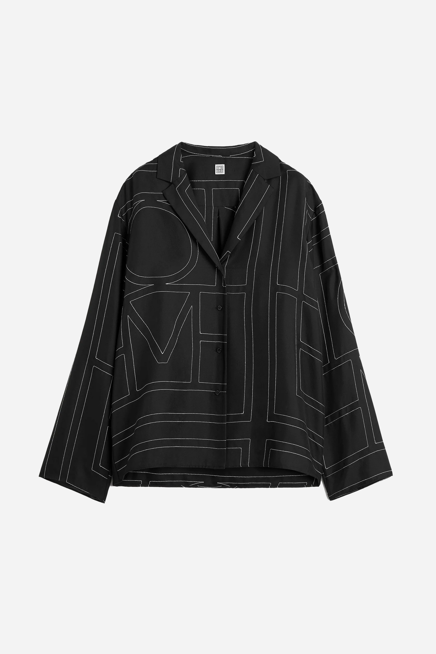 Monogram Silk PJ Top Black