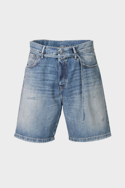 Loose Fit Denim Shorts Mid Blue