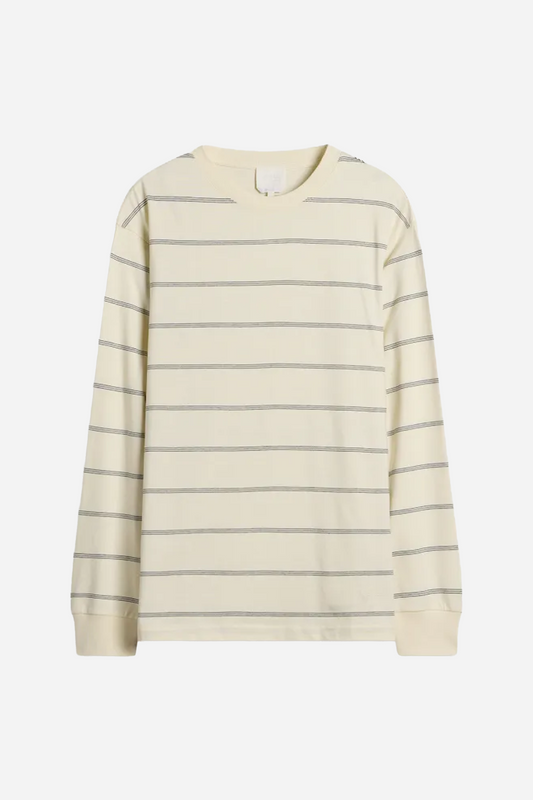 Hugo Stripe Long Sleeve T-Shirt Ecru