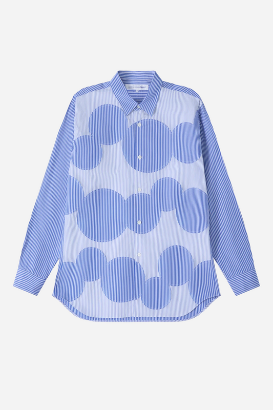 Circle Pattern Stripe Shirt Blue Stripe