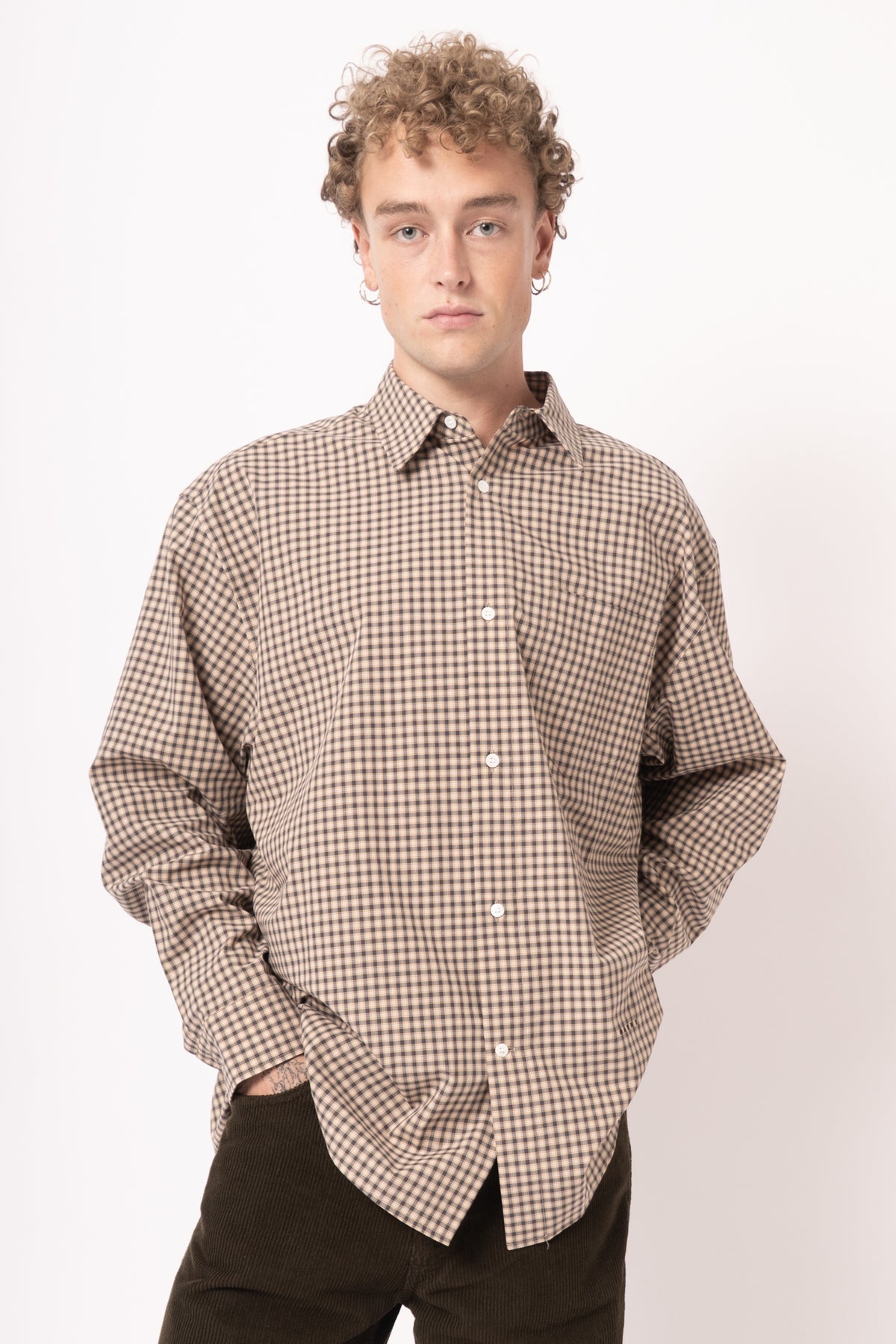 Micro Check Shirt Cement