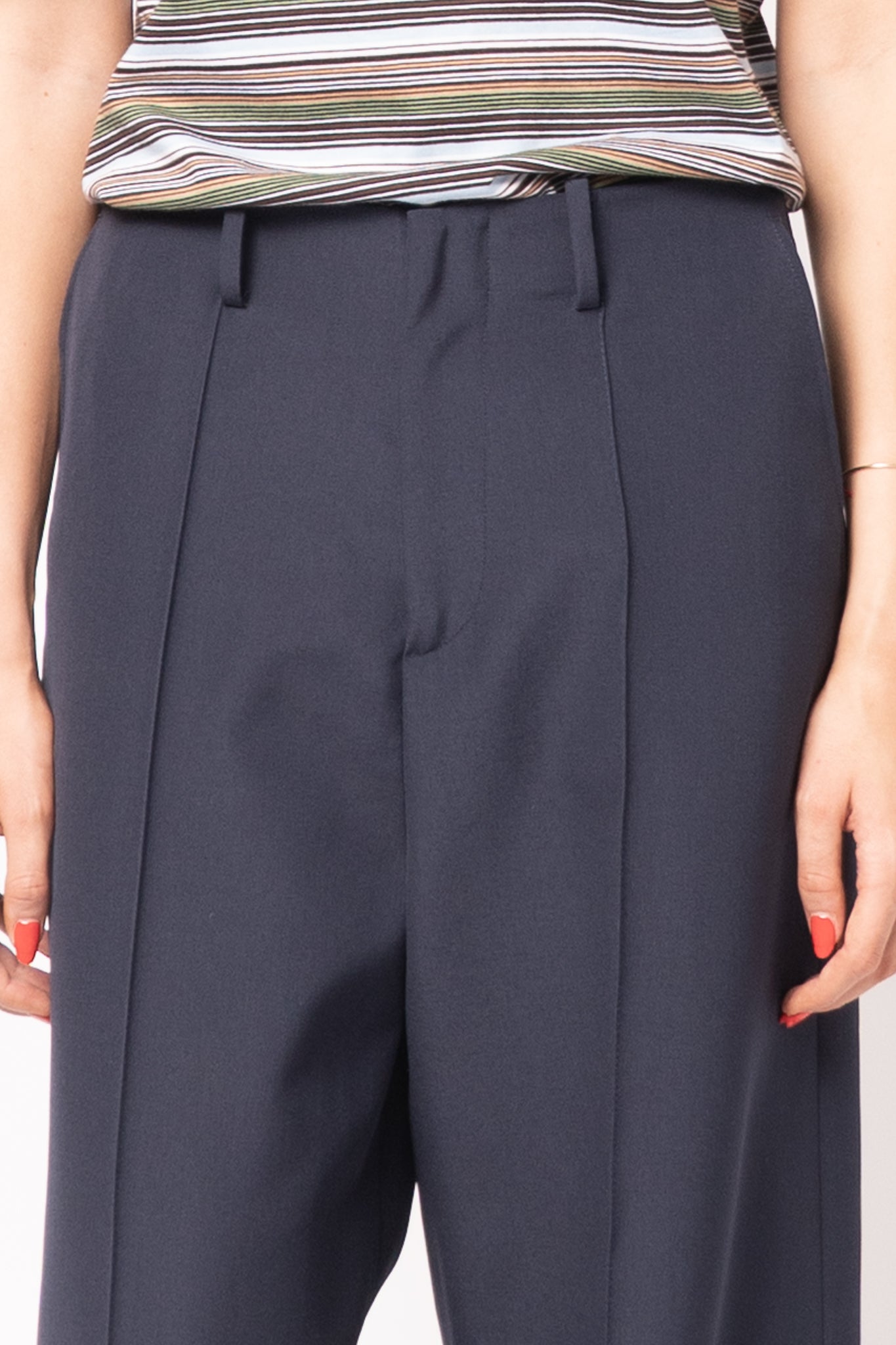 Wool Wide-Leg Trousers Blueblack