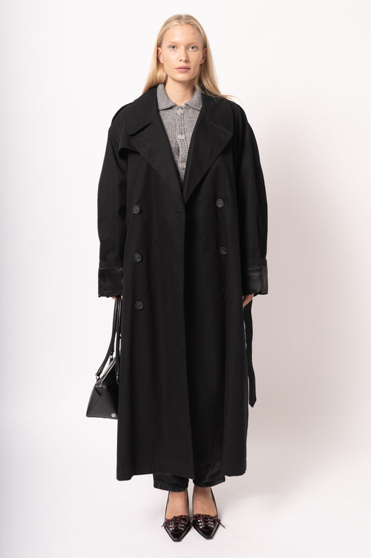 Cotton Twill Trench Coat Black