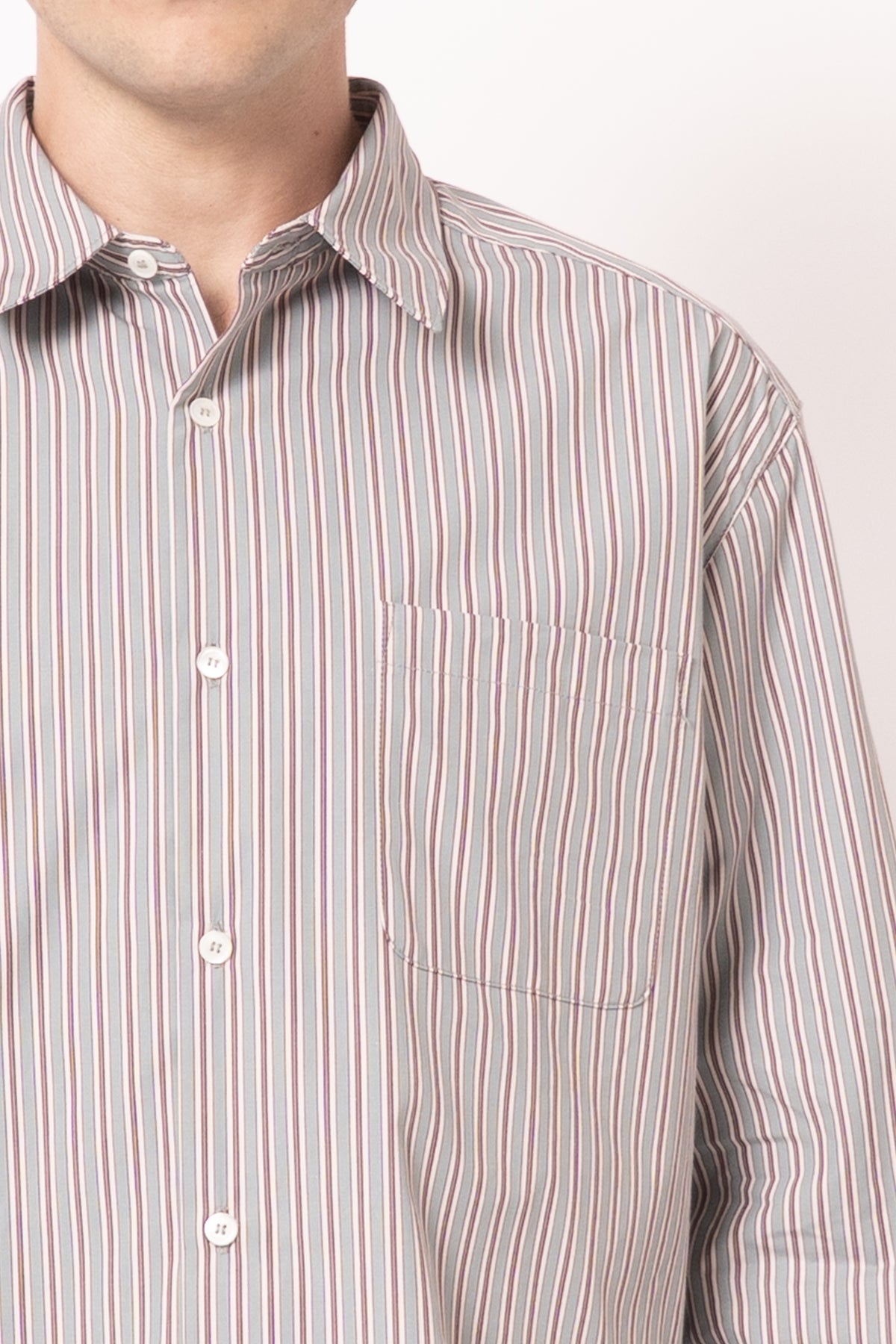 Loose Fit Almond Green Striped Shirt
