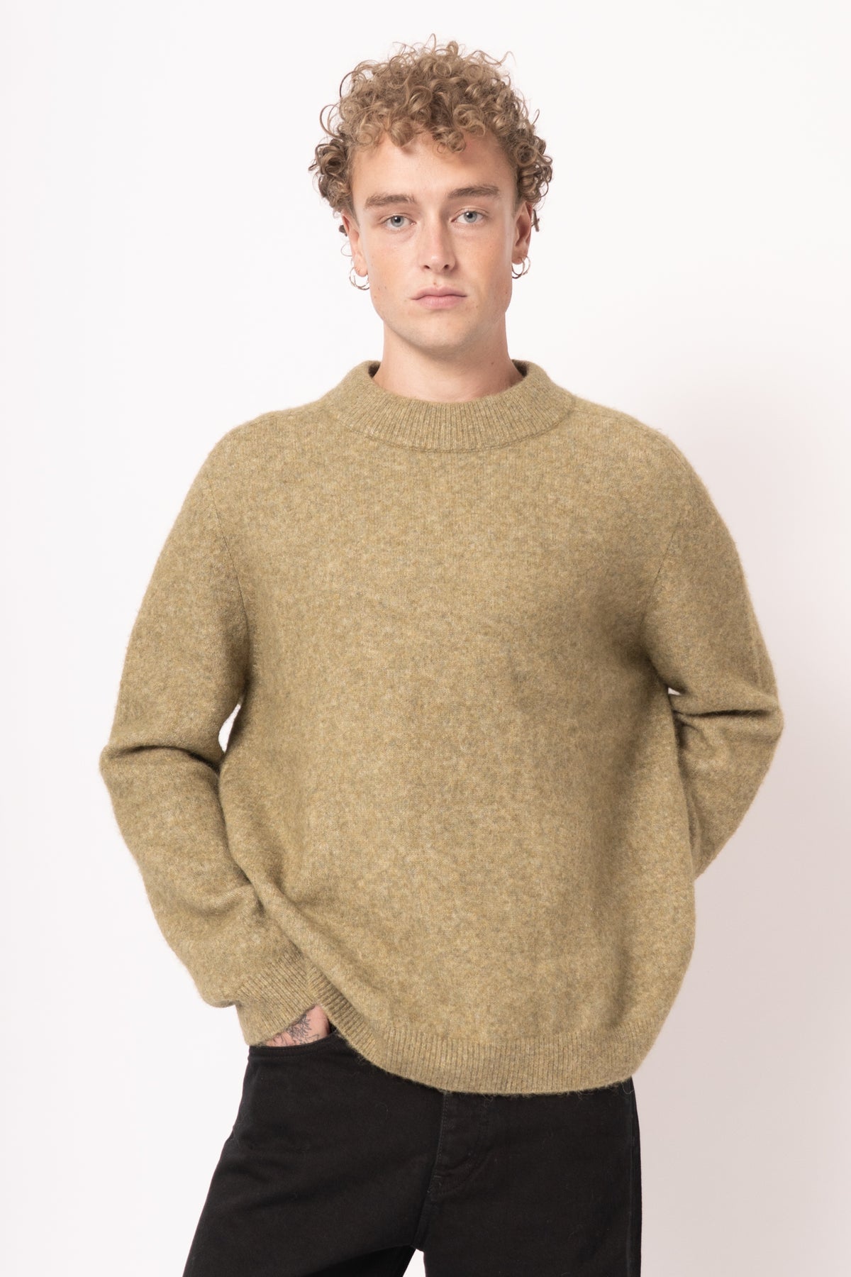 Loose Fit Light Khaki Sweater
