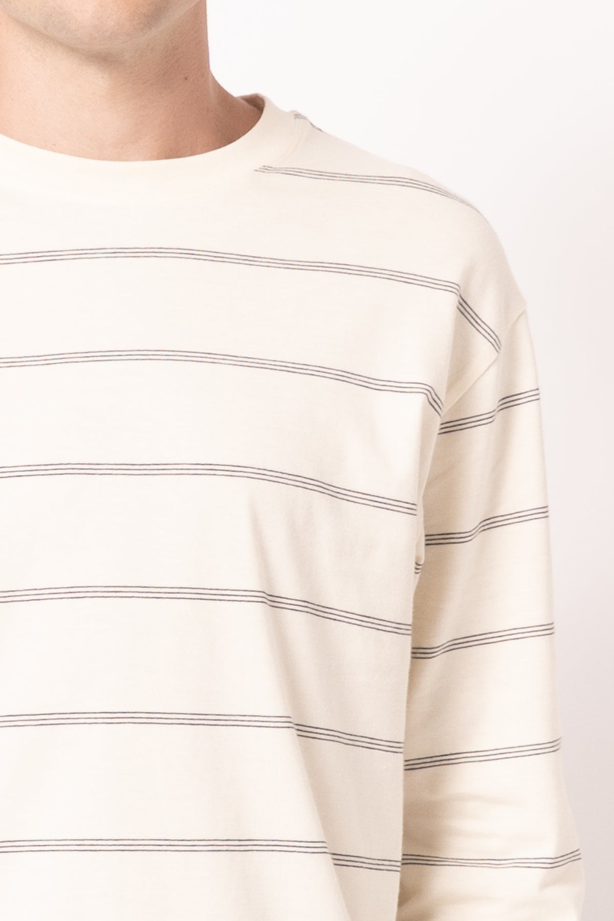 Hugo Stripe Long Sleeve T-Shirt Ecru