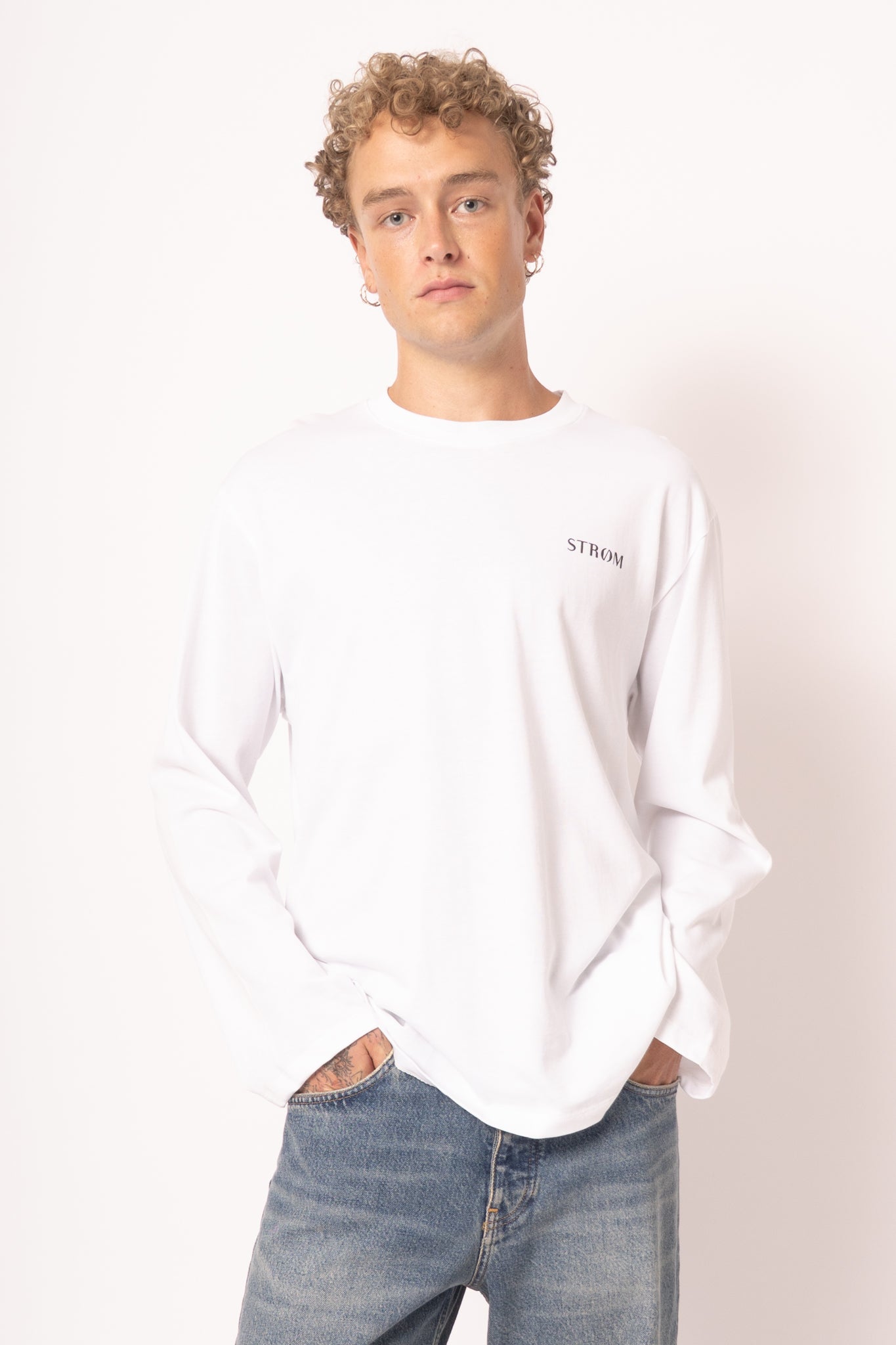 Nicholasst Logo LS T-Shirt White
