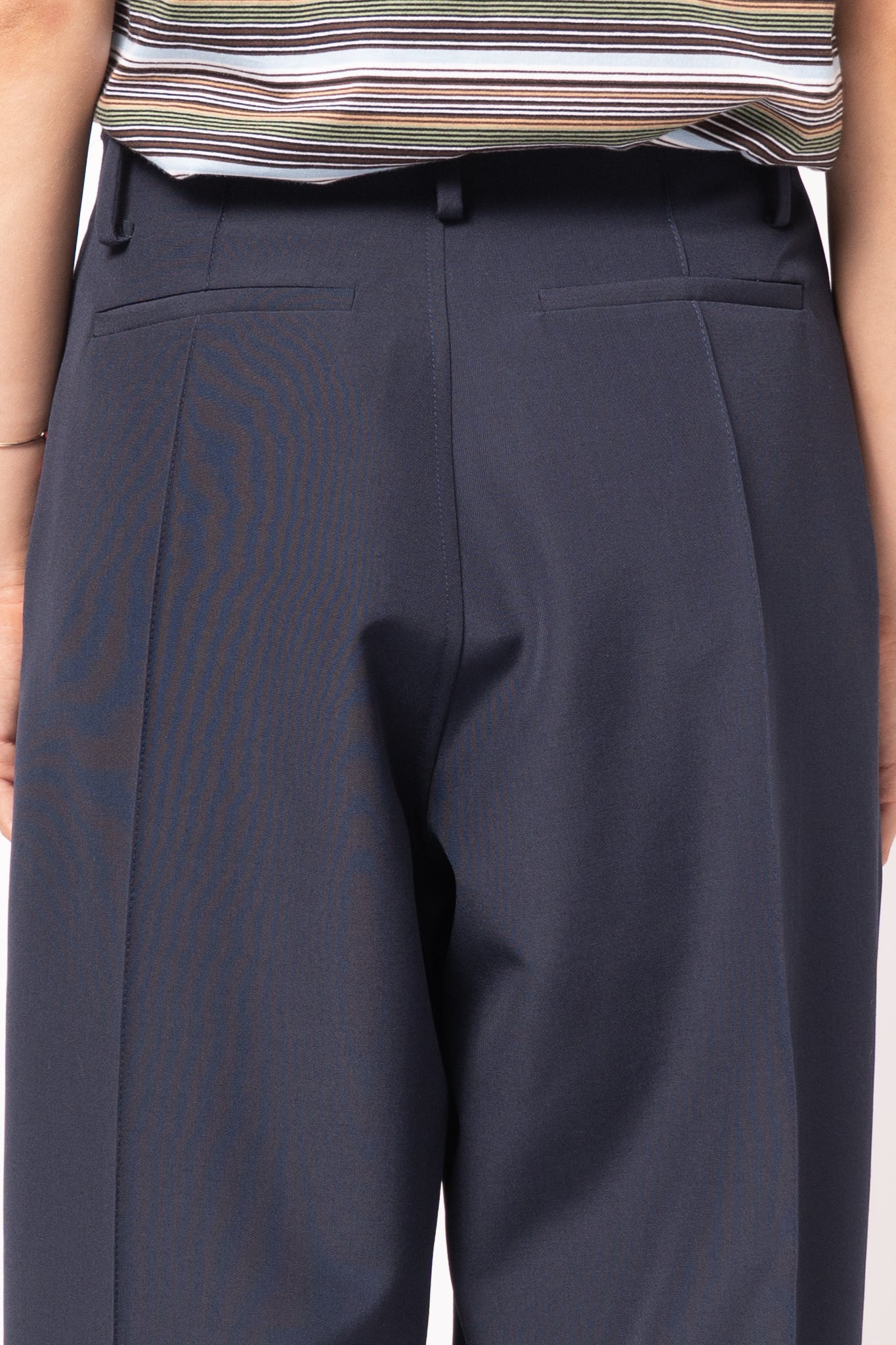 Wool Wide-Leg Trousers Blueblack