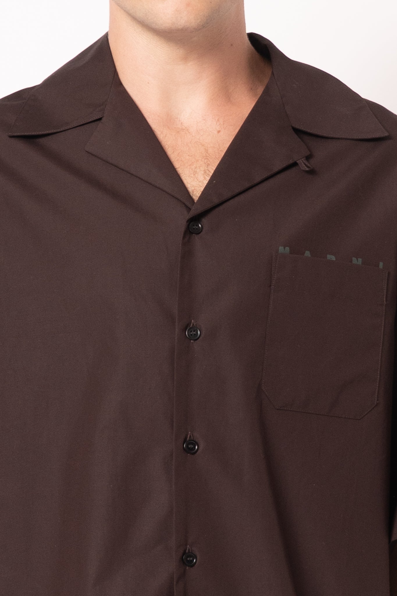 Logo Organic Poplin S/S Shirt Brown