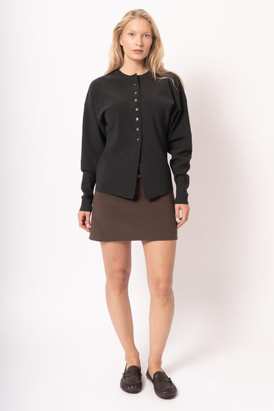 Lay2 Round-Neck Cardigan Anthracite