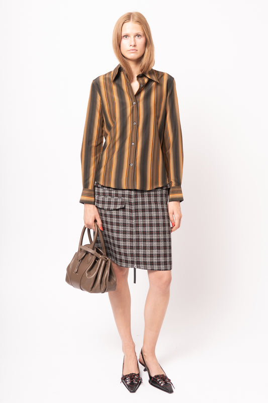Striped Silk Shirt Black/Orange