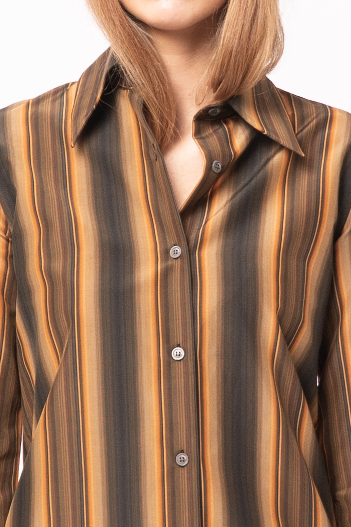 Striped Silk Shirt Black/Orange
