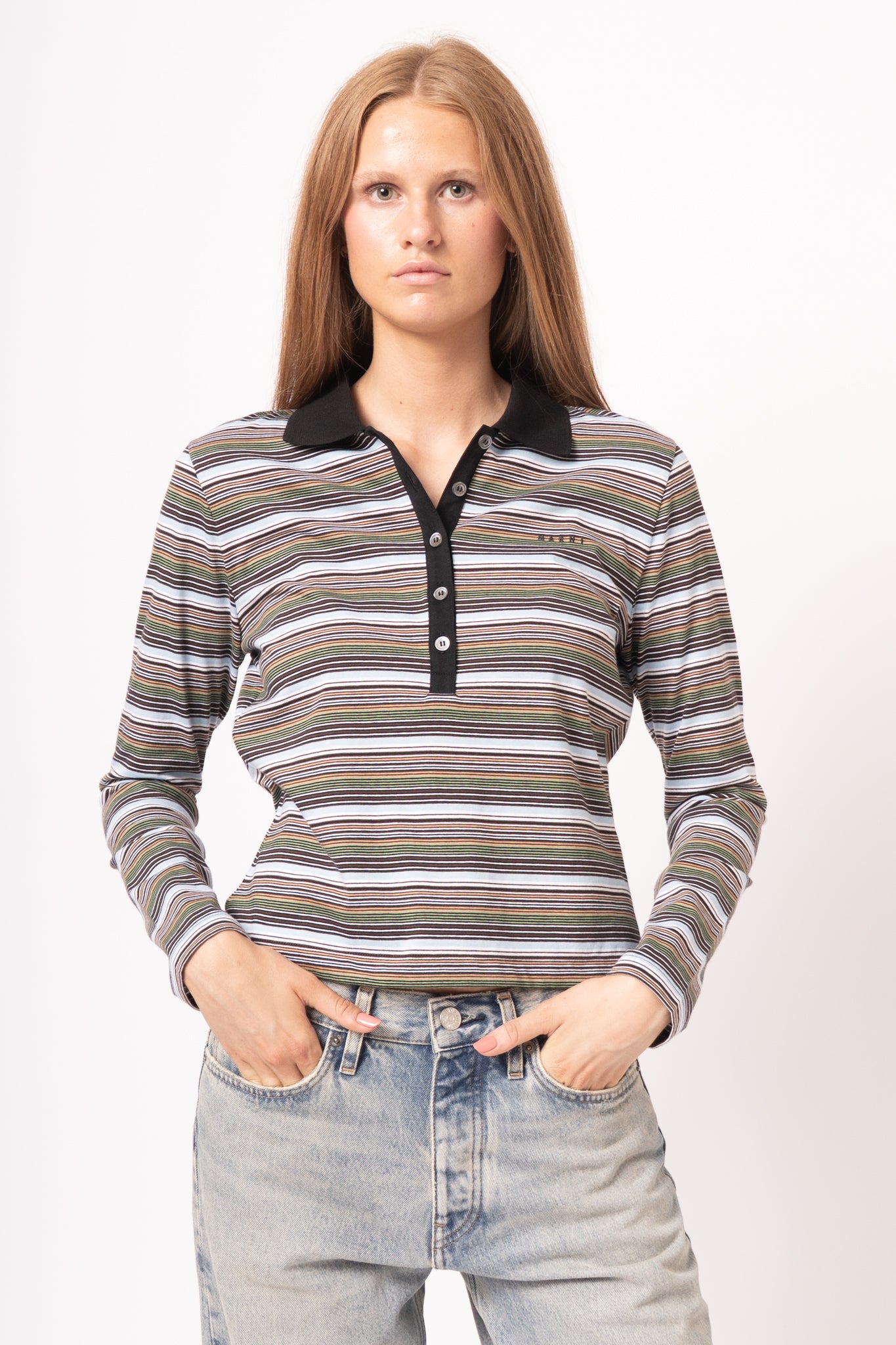 Multicolour Striped Jersey Polo Shirt